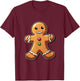 Gingerbread Man Christmas Cookie Baking Holiday T-Shirt - T-Shirt | Maroon
