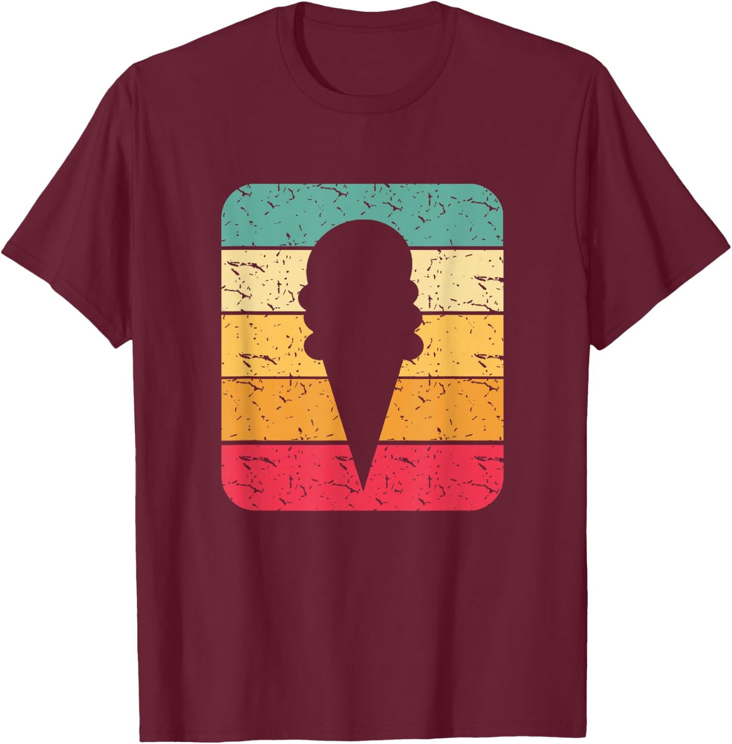 Retro Vintage Ice Cream Cone Silhouette Gift T Shirt T-Shirt - T-Shirt | Maroon