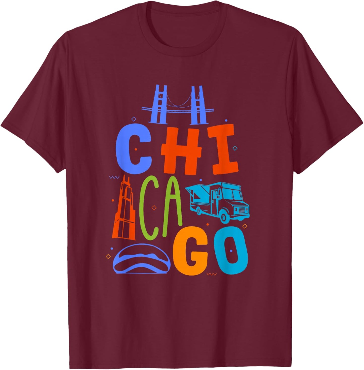 Chicago Souvenir Skyline Chicago Lover Illinois Chicago T-Shirt - T-Shirt | Maroon