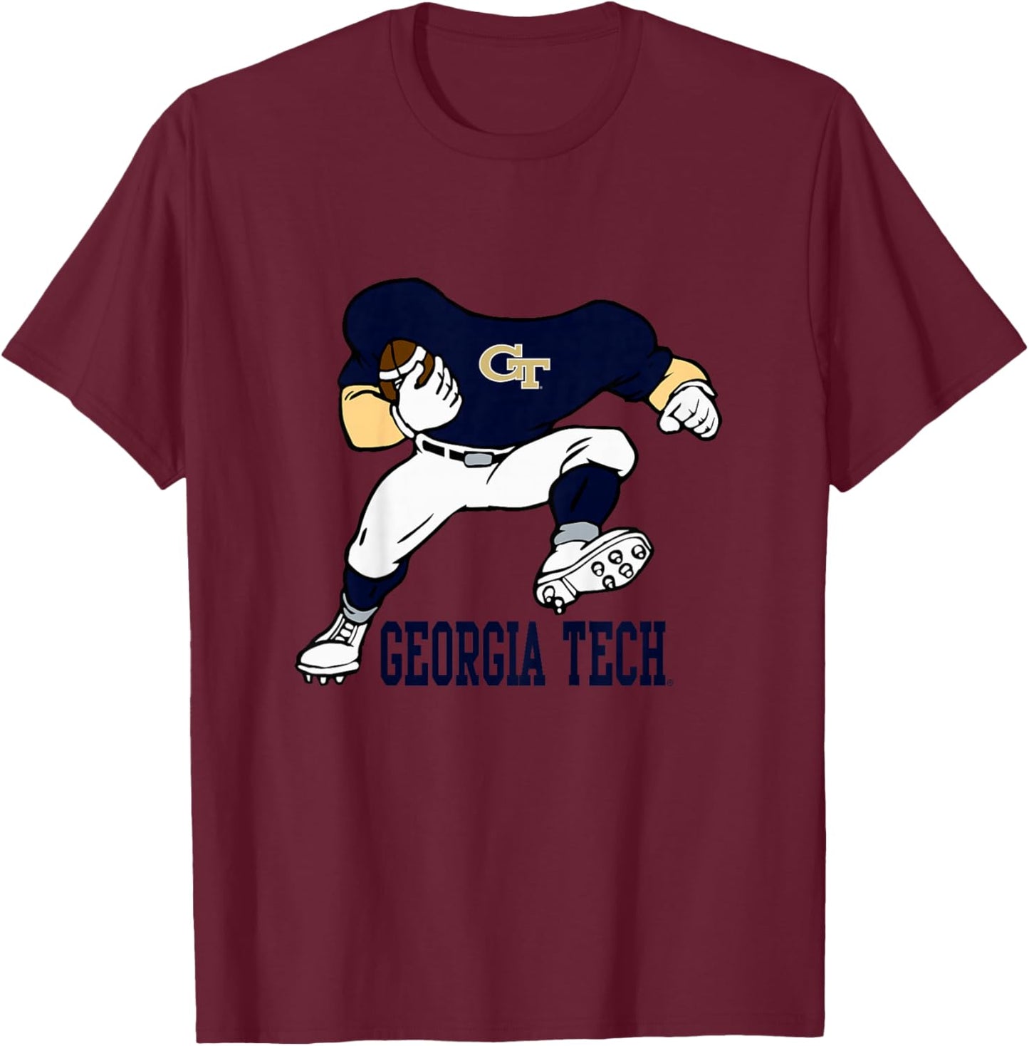 Kids Georgia Tech Yellow Jackets Kids Football Player Gray T-Shirt - T-Shirt | Maroon