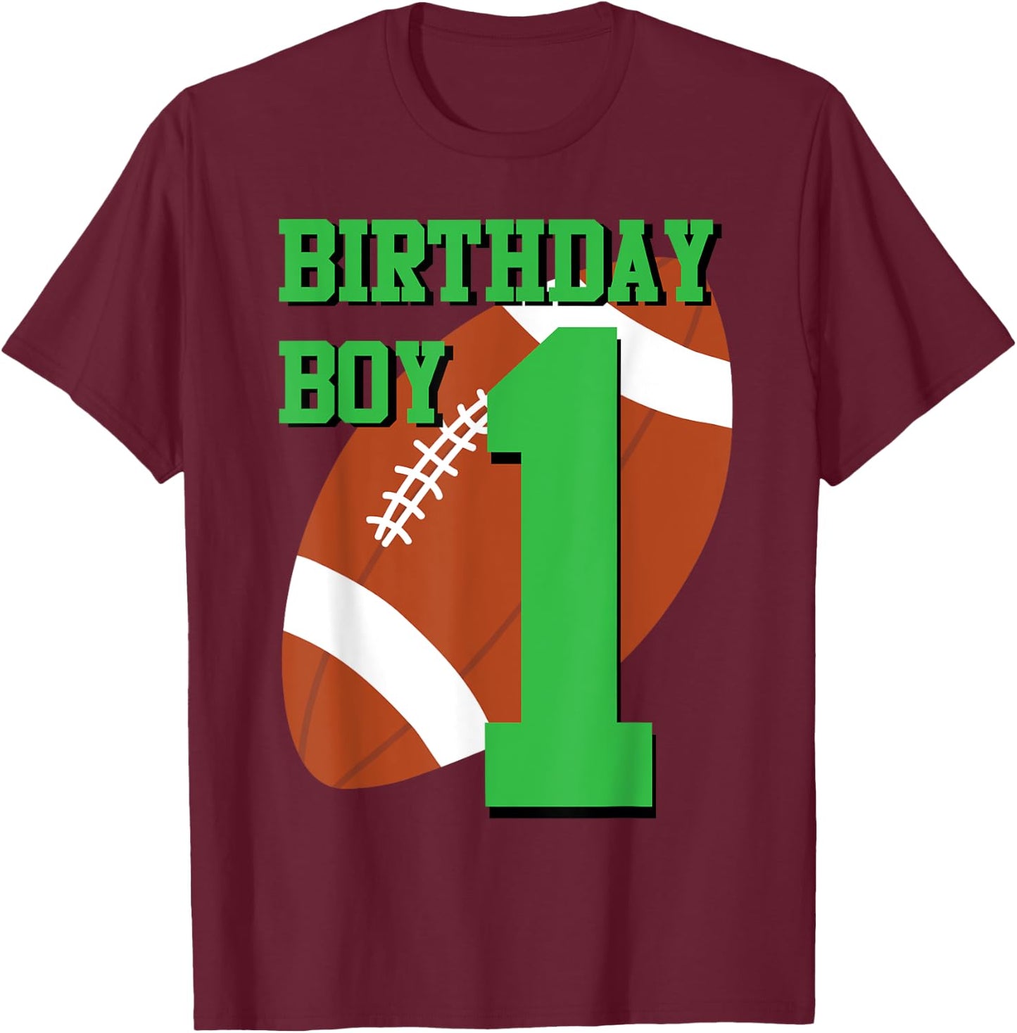 1st Birthday Football Boy | 1 year old Field Players T-Shirt - T-Shirt | Maroon
