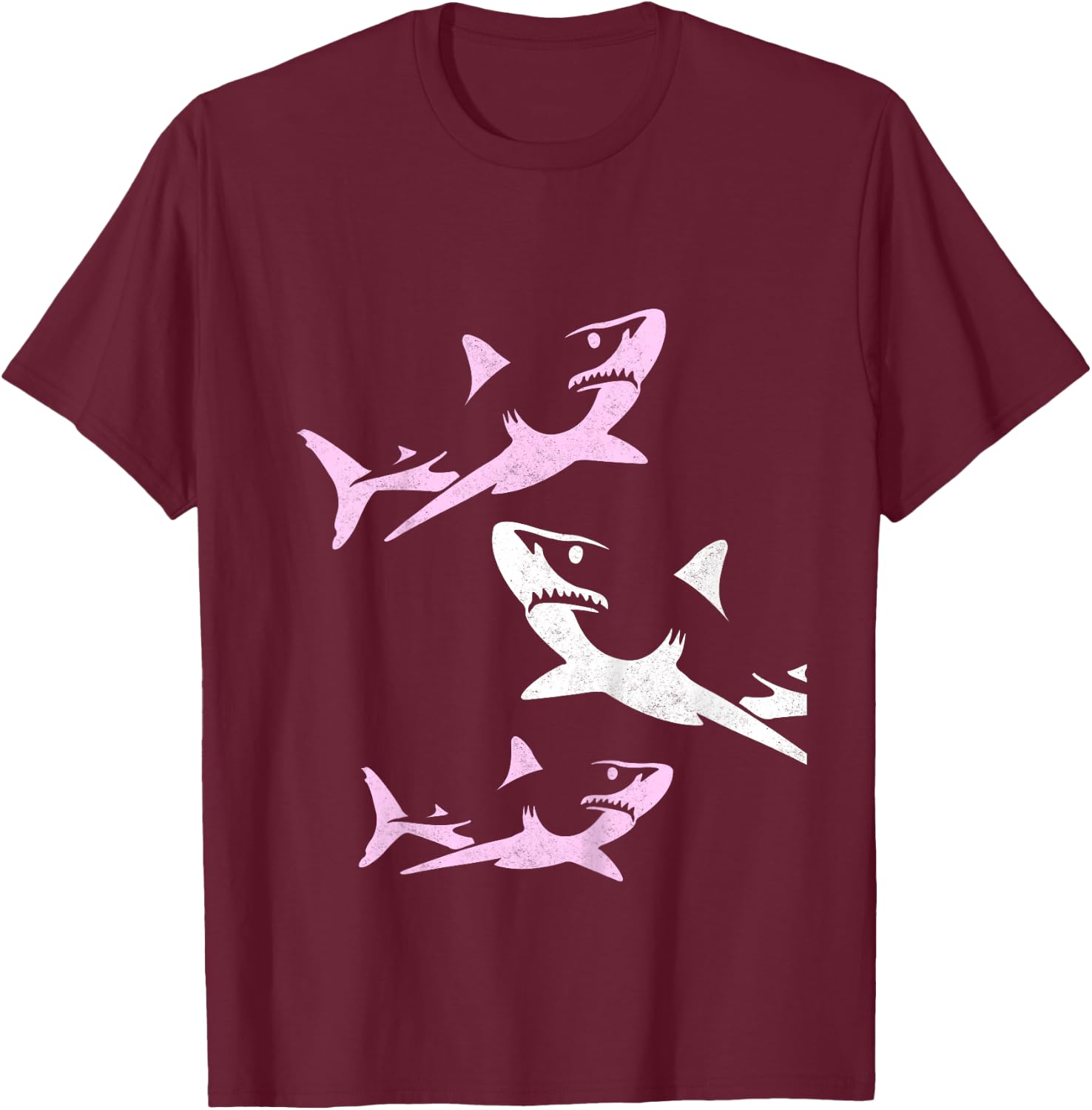Shark Shirt for Girls & Toddlers - Pink Shark Gift T-Shirt - T-Shirt | Maroon
