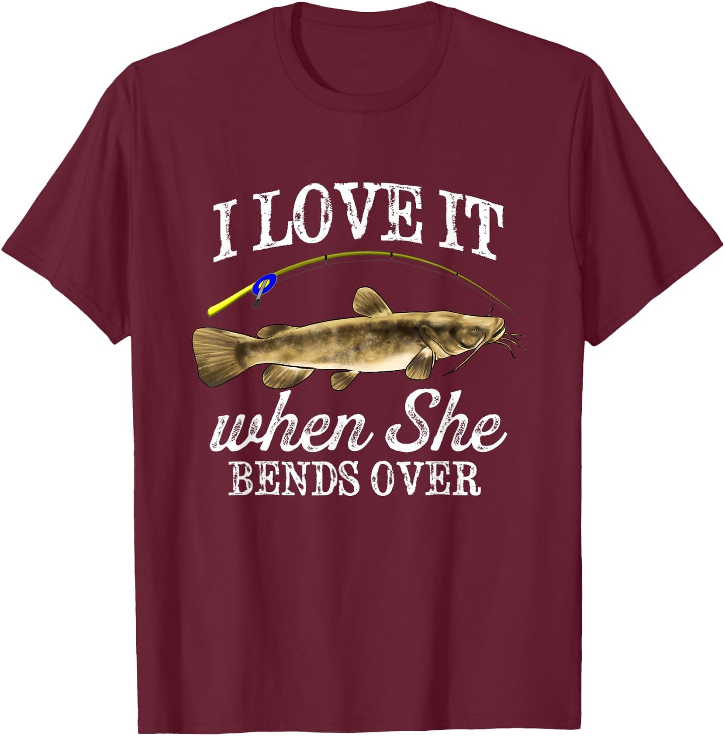 Funny Flathead Catfish Fishing Freshwater Fish Graphic T-Shirt - T-Shirt | Maroon