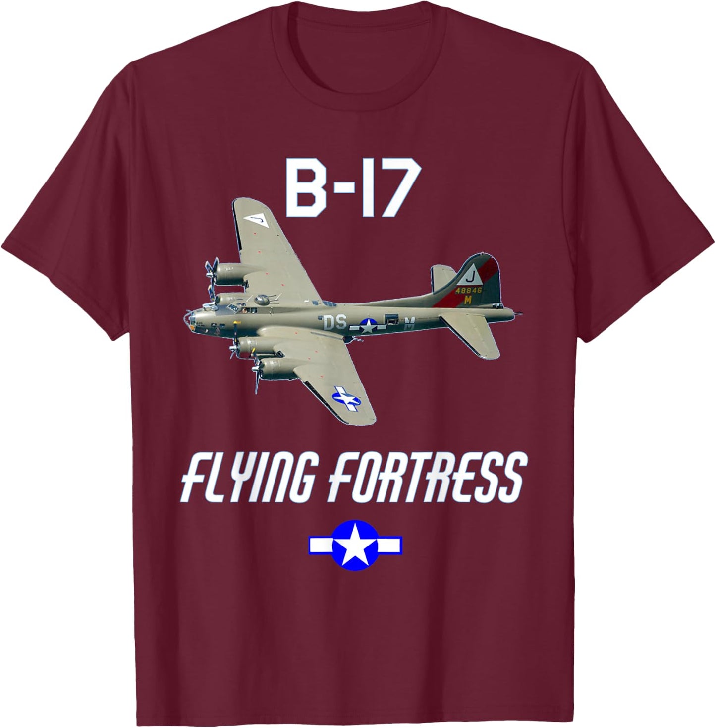 B-17 Flying Fortress World War 2 US Army Air Force T-Shirt - T-Shirt | Maroon