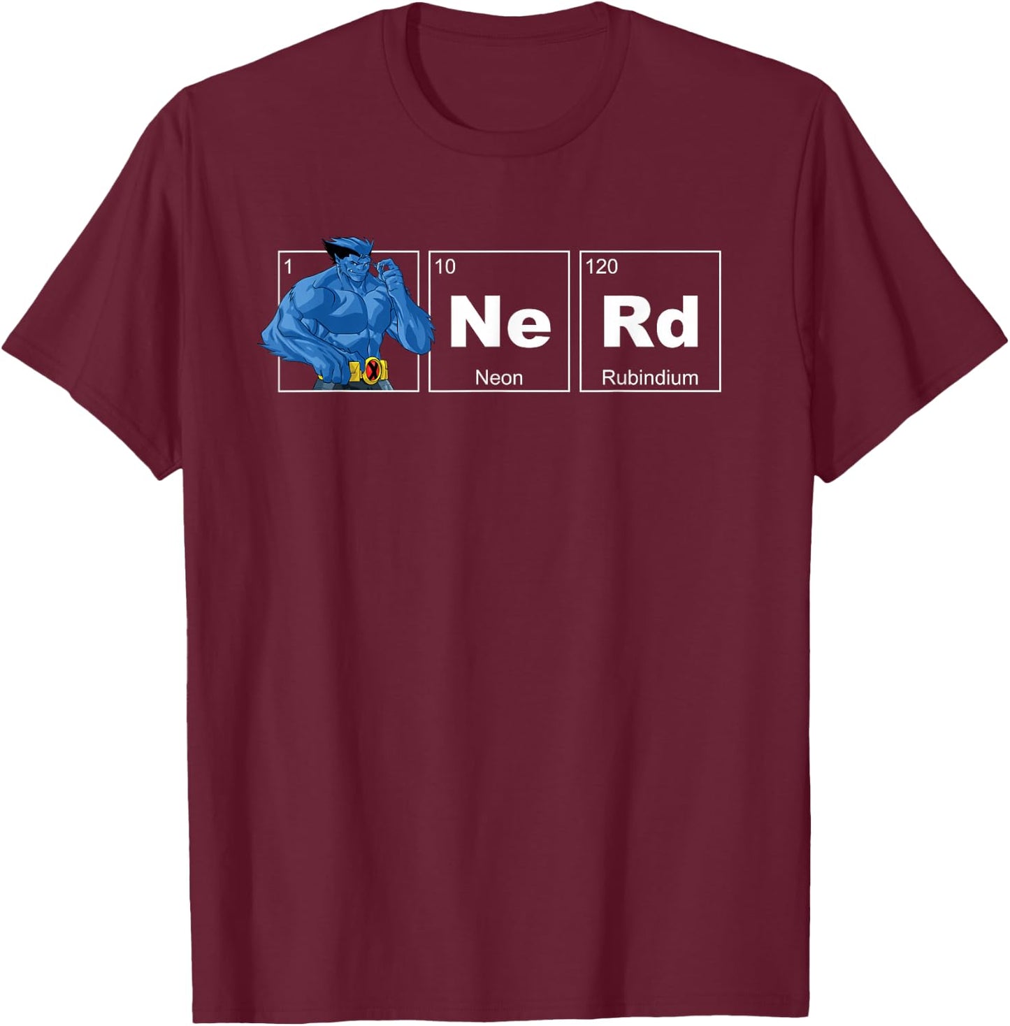 Marvel X-Men Beast Periodic Table Nerd T-Shirt - T-Shirt | Maroon