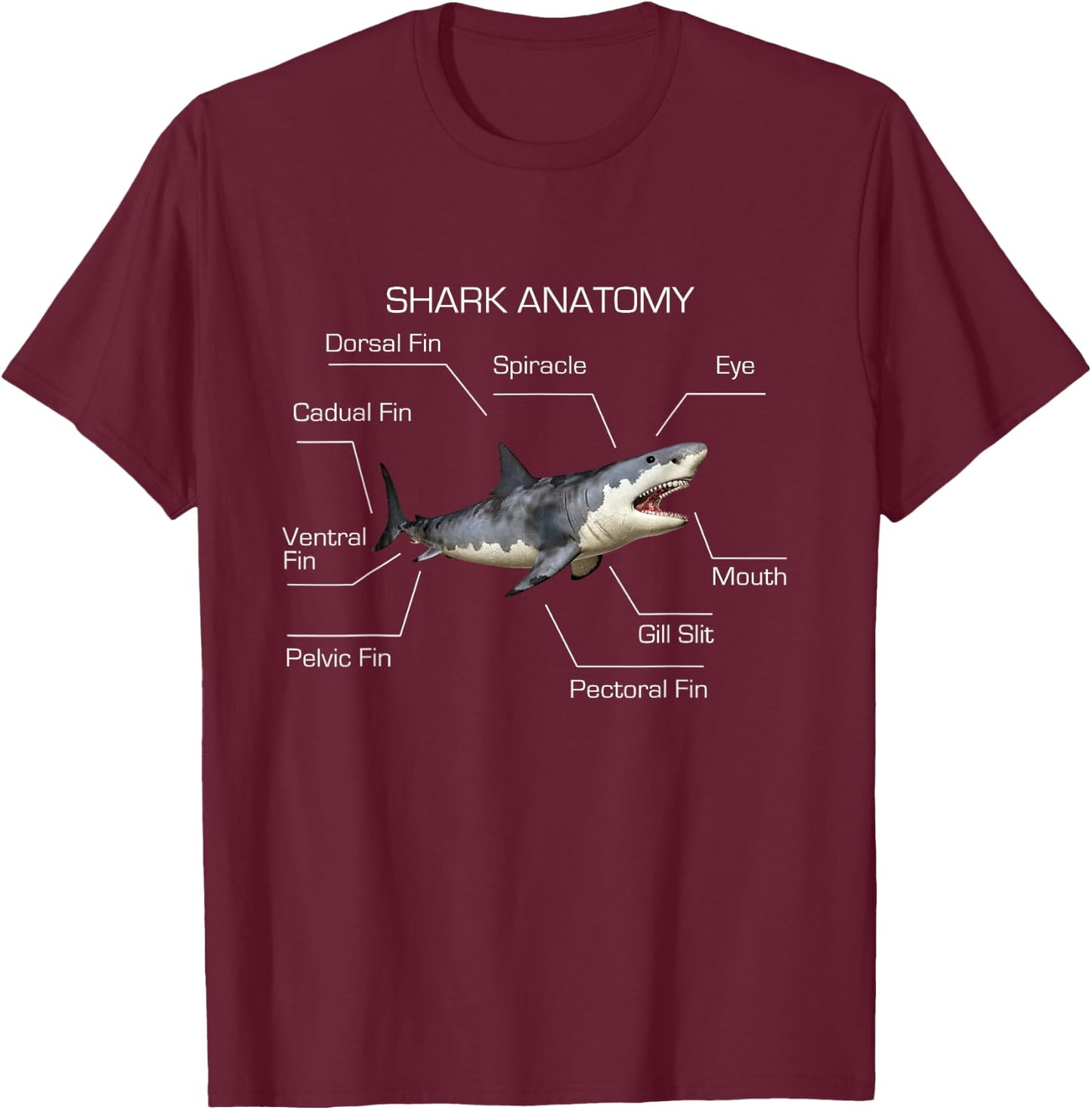 Shark Anatomy Funny Shark Lover T-Shirt - T-Shirt | Maroon