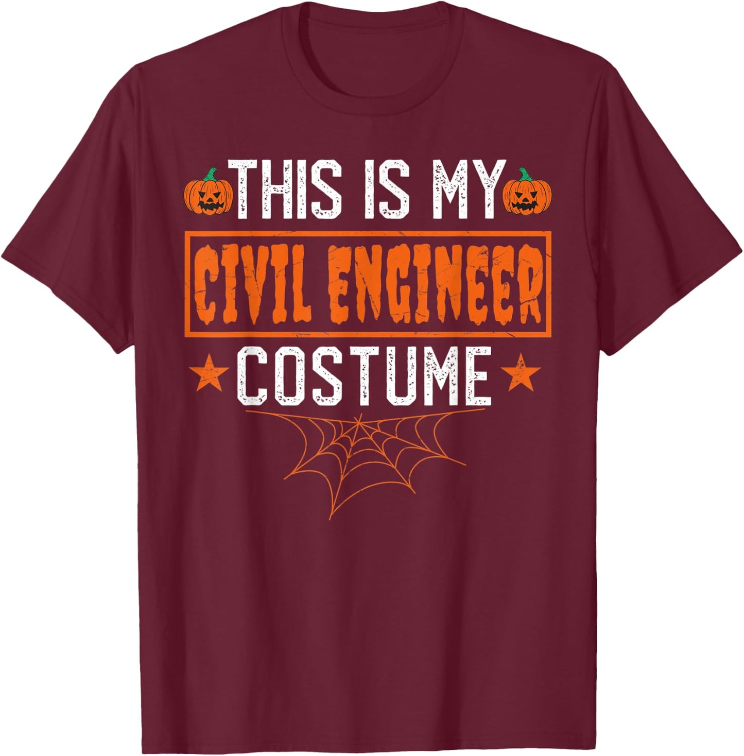 This Is My Civil Engineer Costume Style Funny Halloween T-Shirt - T-Shirt | Maroon