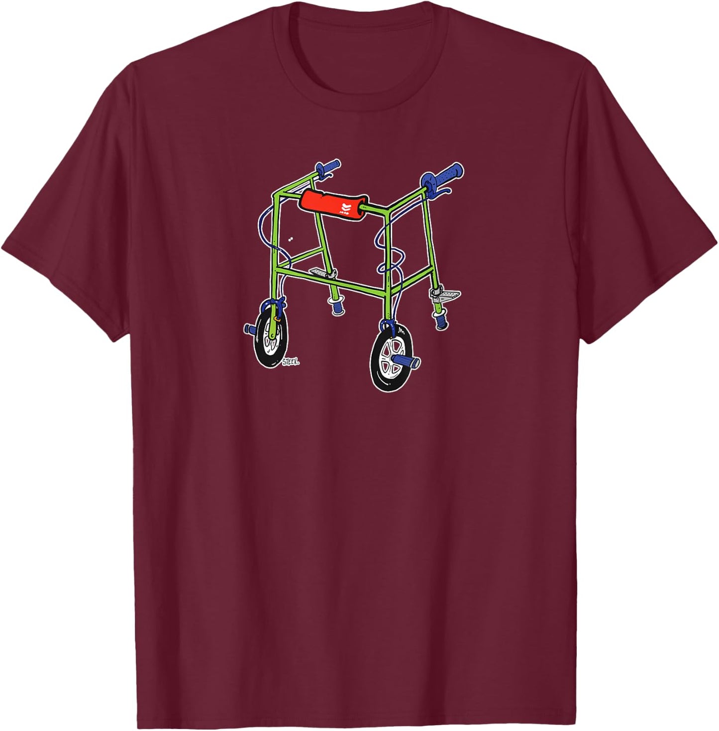 Old Bones Freestyle Walker Old School 80s Bmx T-Shirt - T-Shirt | Maroon