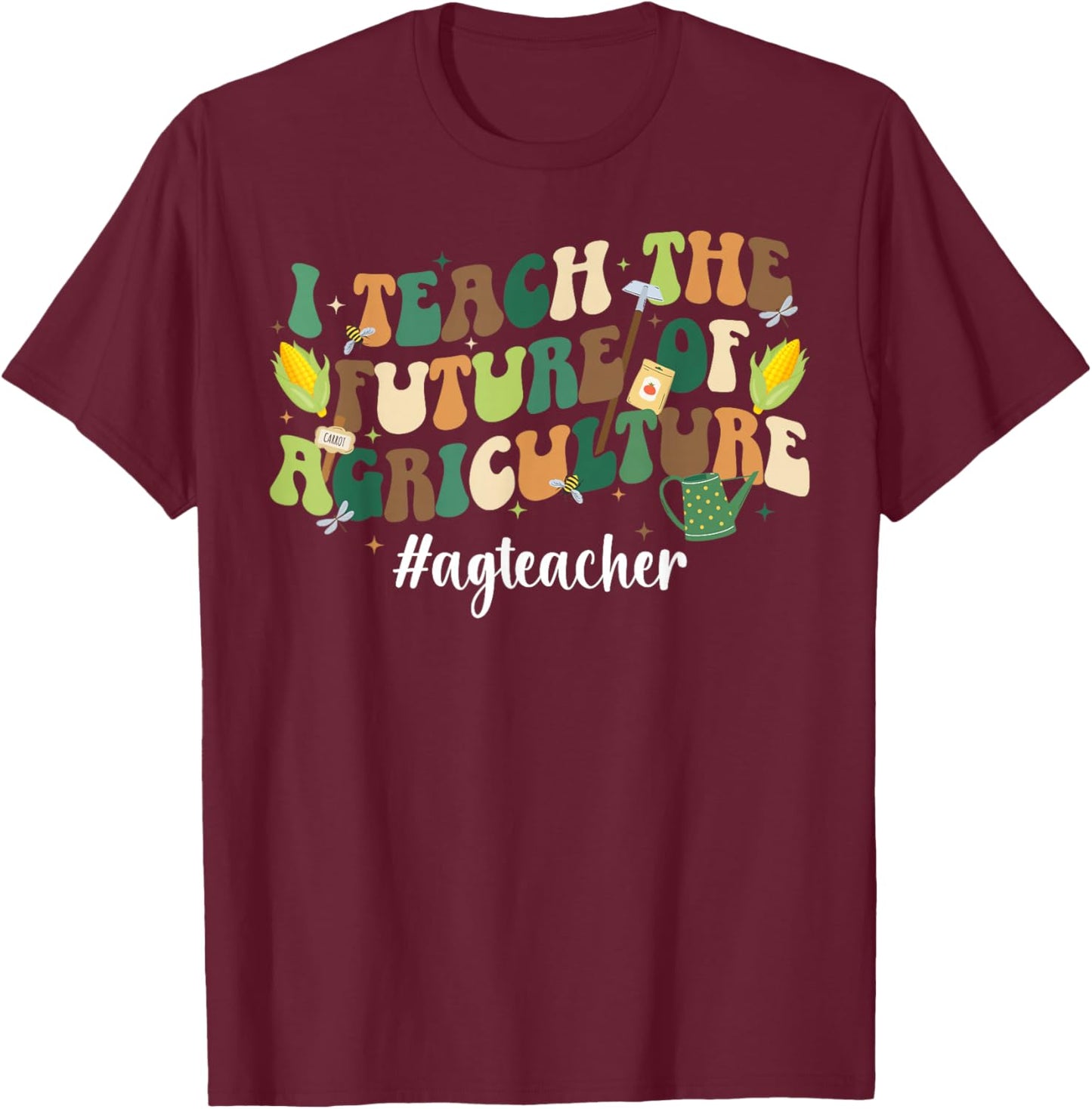 AG Teacher Groovy Agriculture Teacher Agriculture Teaching T-Shirt - T-Shirt | Maroon