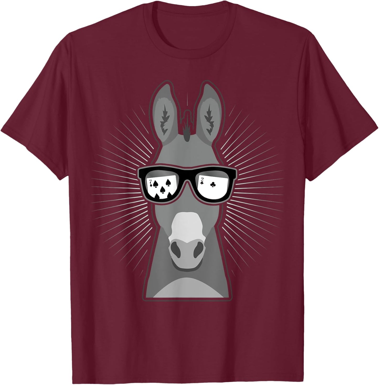Funny Donkey Card Player With Seven Deuce T-Shirt - T-Shirt | Maroon