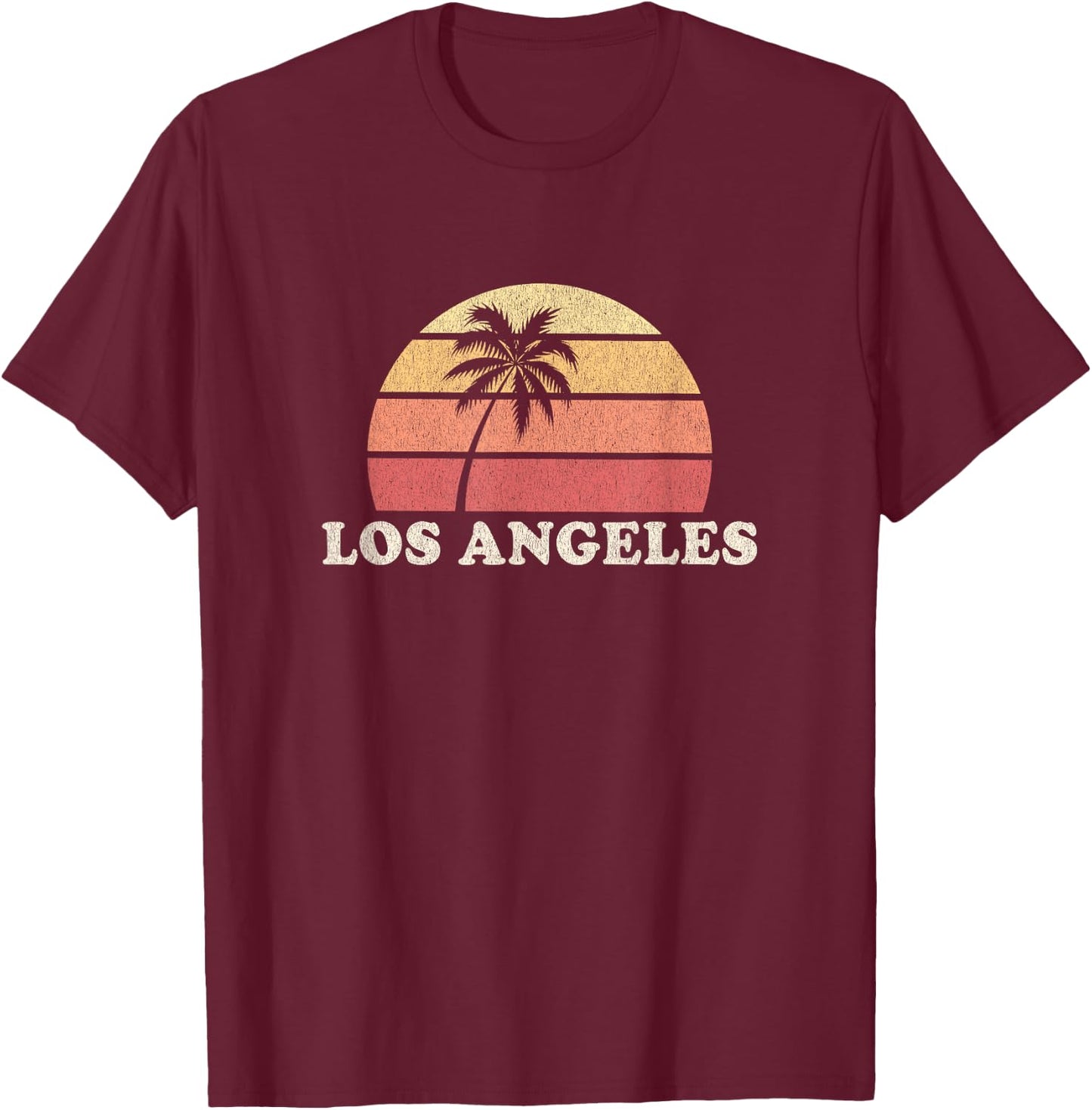 Los Angeles LA CA Vintage T Shirt Retro 70s Throwback T-Shirt - T-Shirt | Maroon