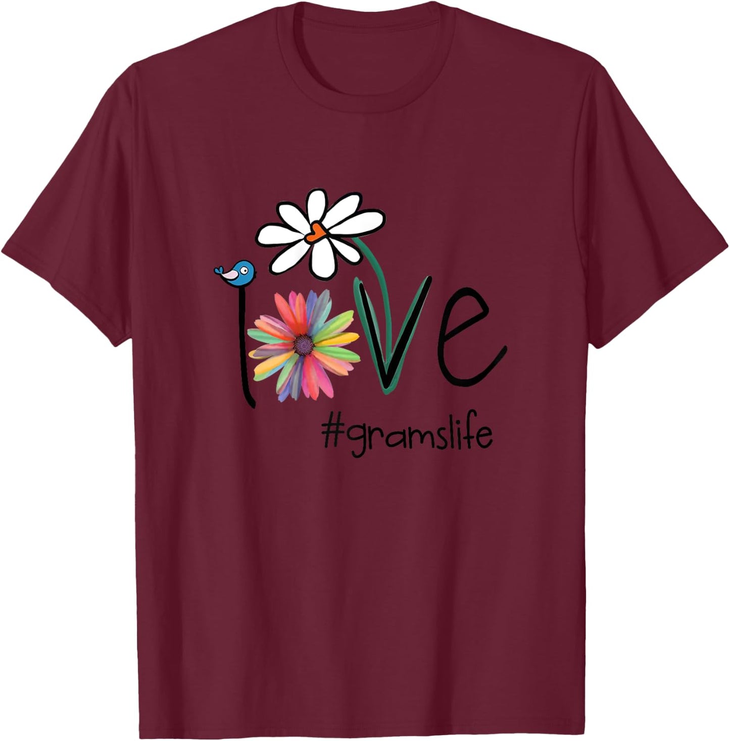 Love Grams Life - Art Flower T-Shirt - T-Shirt | Maroon