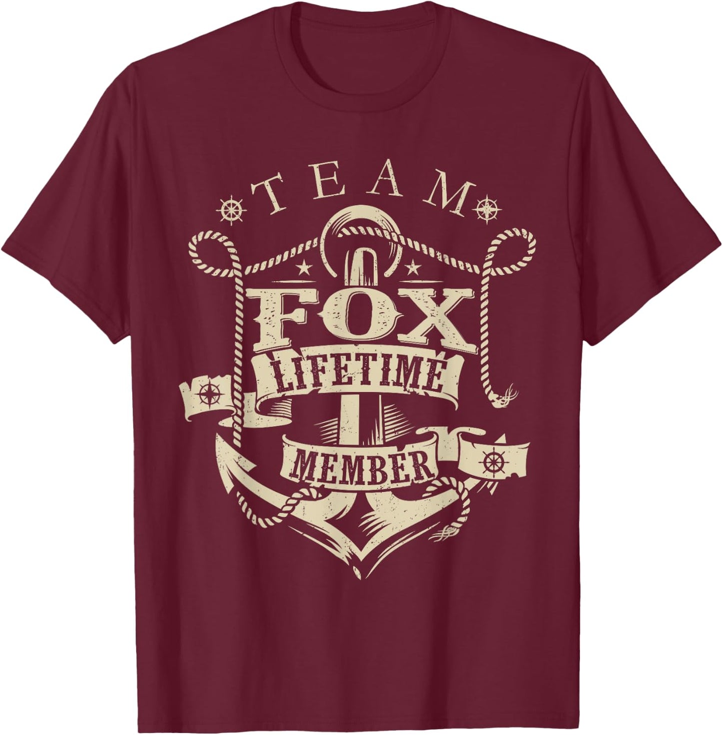 Team FOX Lifetime Member Vintage FOX Family Name T-Shirt - T-Shirt | Maroon