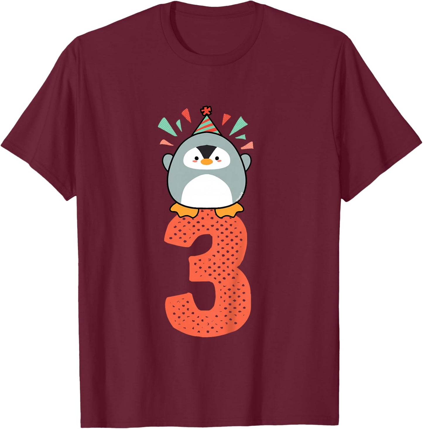3rd Birthday Gift Toddler Penguin 3 Years T-Shirt - T-Shirt | Maroon