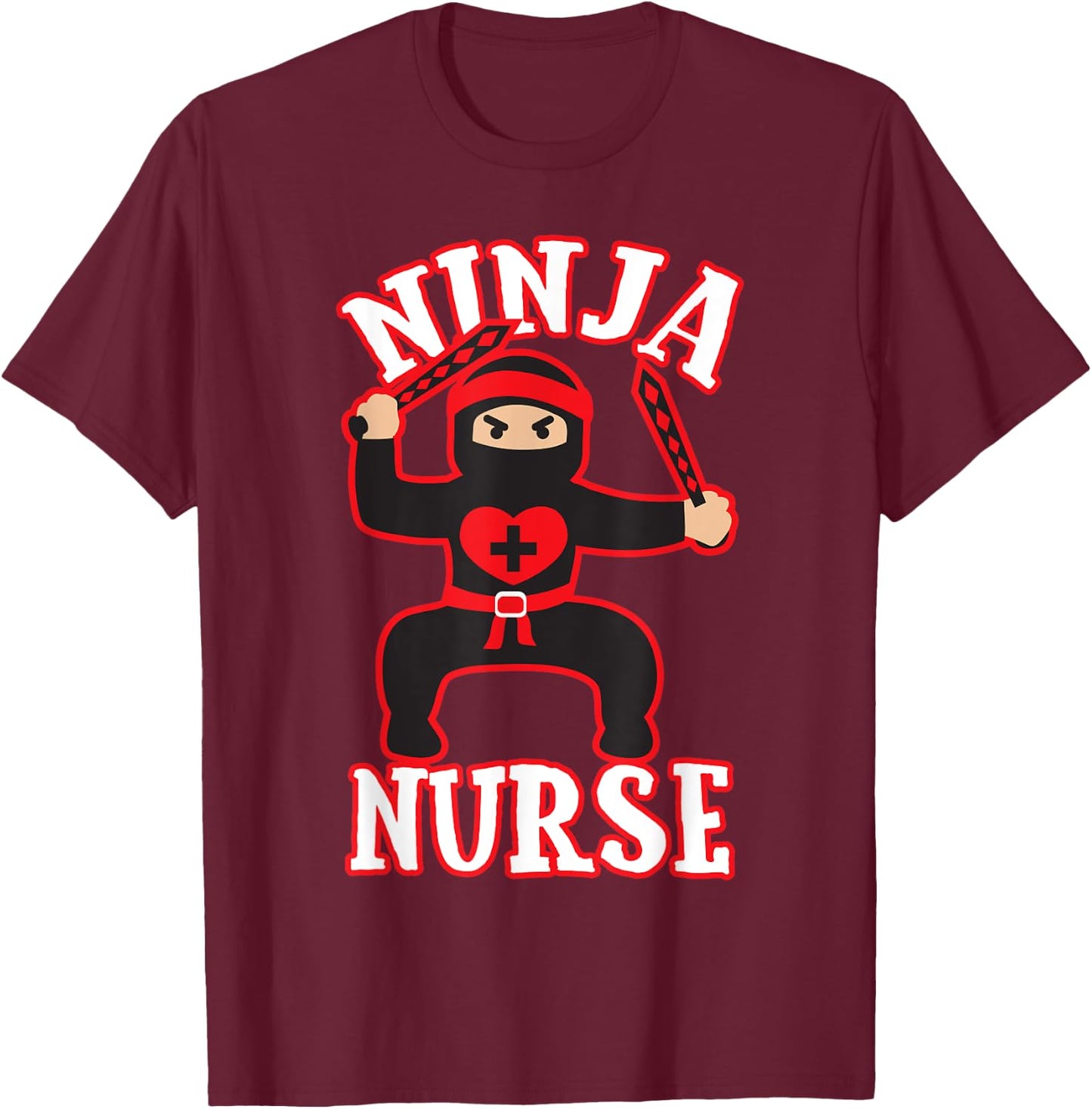 Cool Ninja Nurse Nursing Hospital Funny Gift T-Shirt - T-Shirt | Maroon