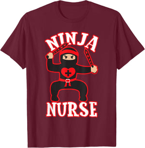 Cool Ninja Nurse Nursing Hospital Funny Gift T-Shirt - T-Shirt | Maroon