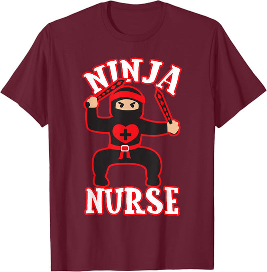 Cool Ninja Nurse Nursing Hospital Funny Gift T-Shirt - T-Shirt | Maroon