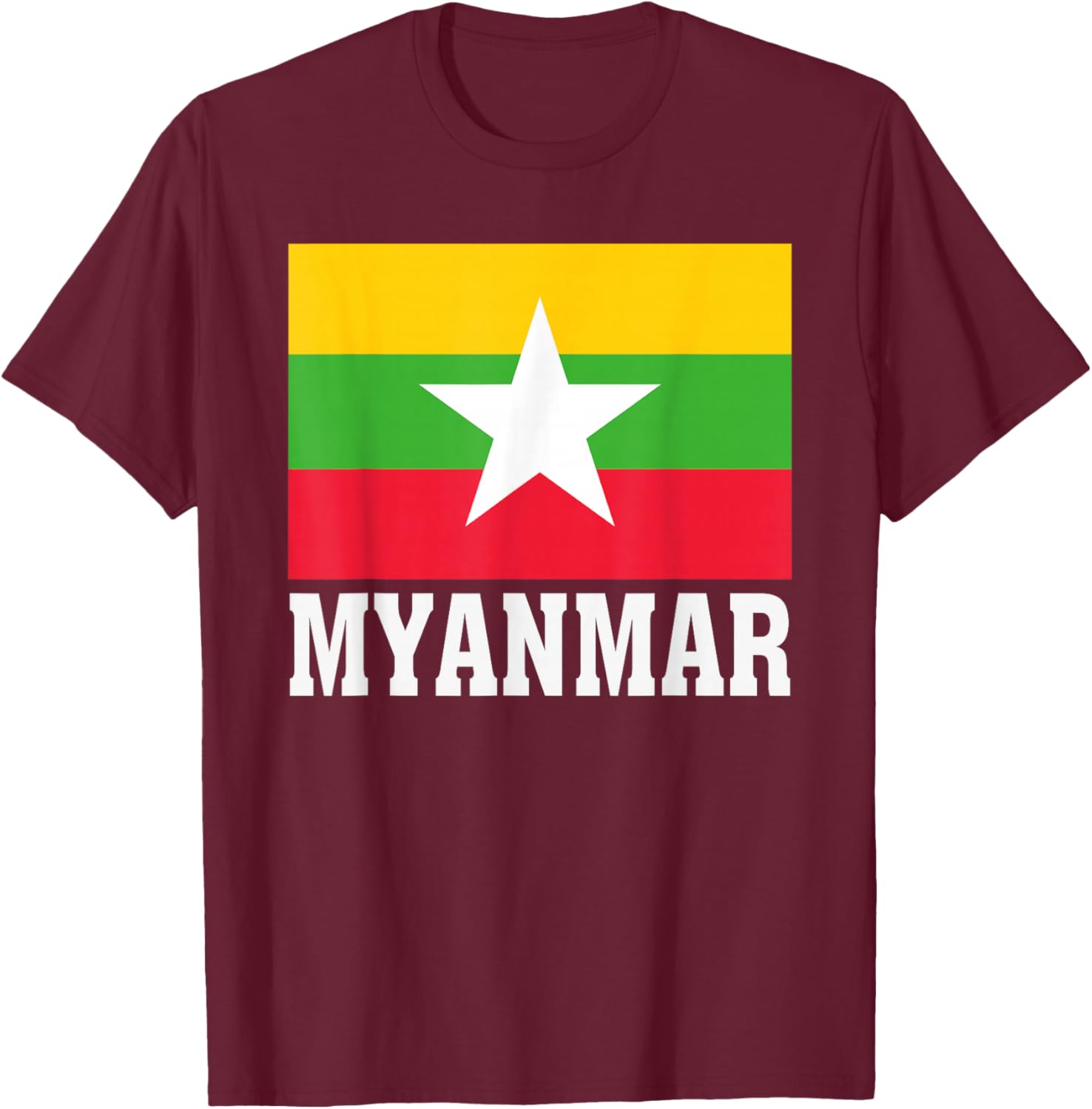 Myanmar Flag Patriotic National Roots Souvenir T-Shirt - T-Shirt | Maroon