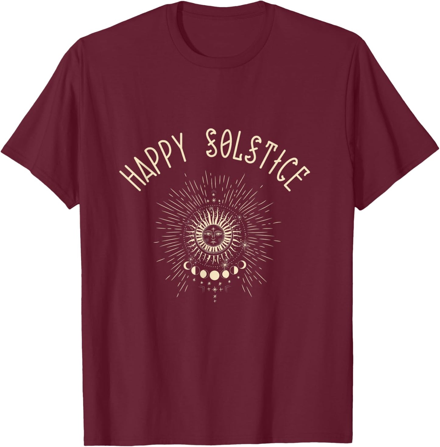 Happy Solstice Winter Sun Holiday Celestial Christmas Gift T-Shirt - T-Shirt | Maroon