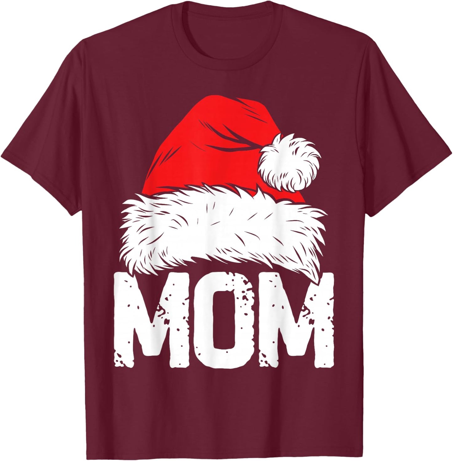 Mom Santa Christmas Family Matching Pajamas Mama Xmas Mother Short Sleeve T-Shirt - T-Shirt | Maroon