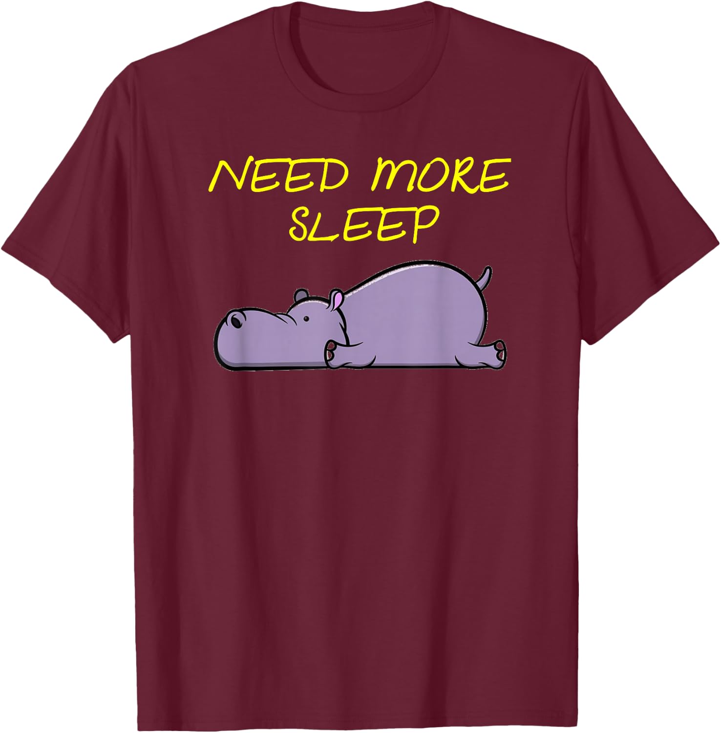 Funny Sleeping Hippo Pajama Design for Bedtime T-Shirt - T-Shirt | Maroon