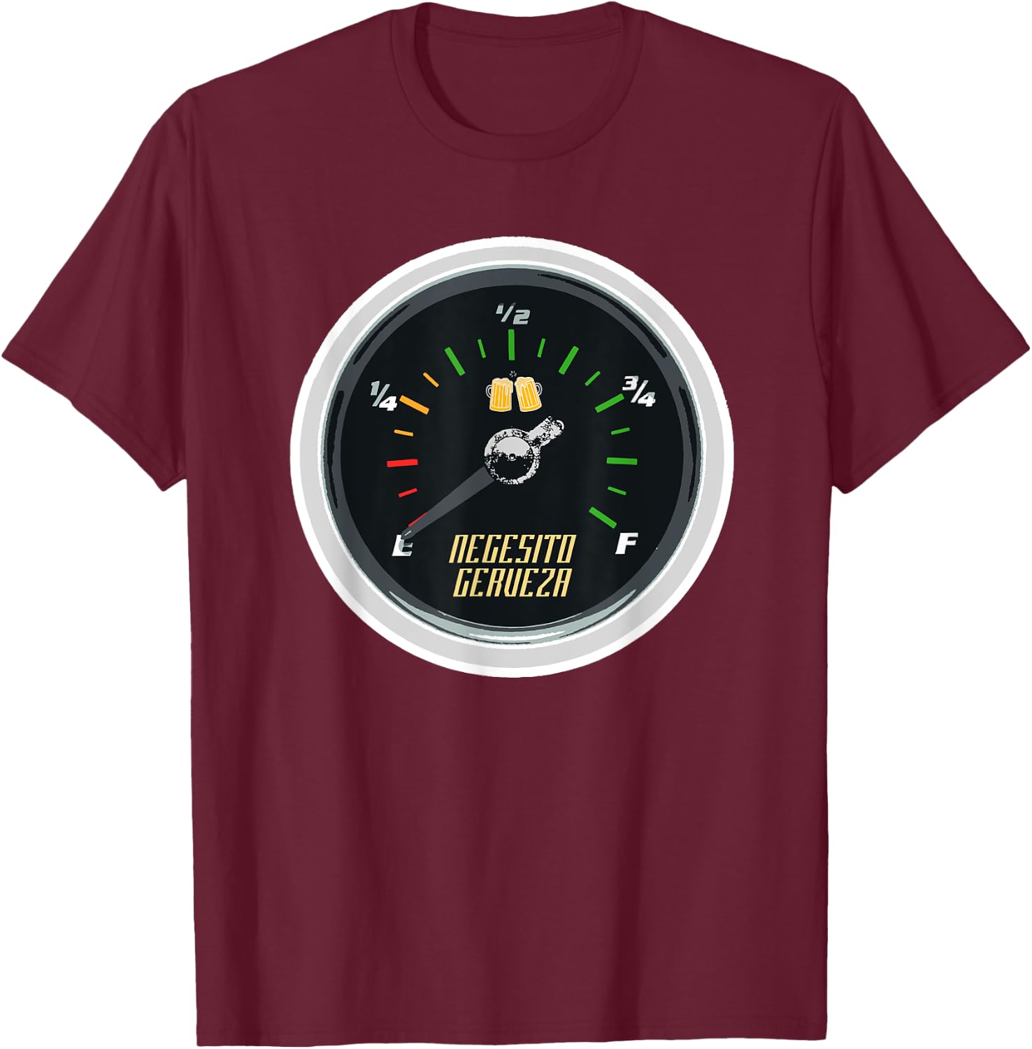 Funny Necesito Cerveza Graphic Spanish Beer Lover Men Women T-Shirt - T-Shirt | Maroon
