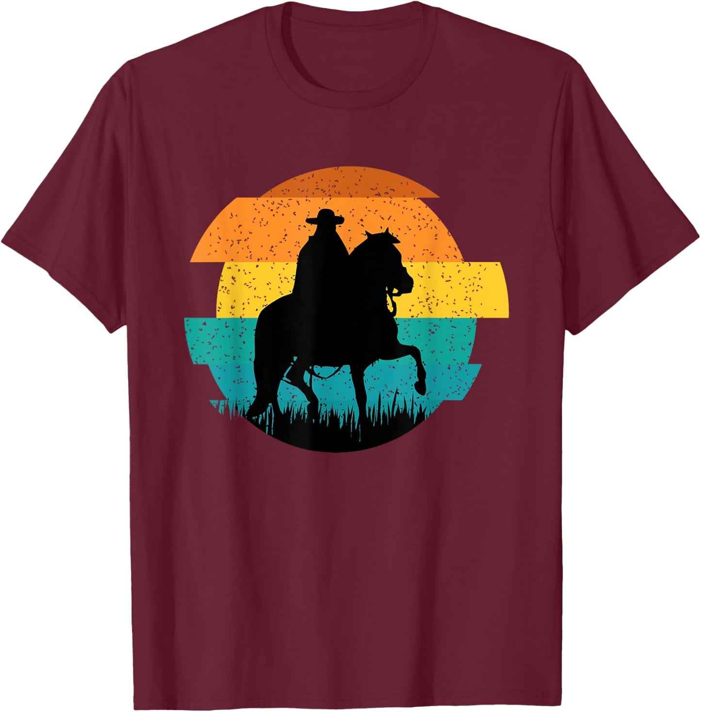 Peruvian Paso Fino Gaited Horse Retro Sun Style T-Shirt - T-Shirt | Maroon