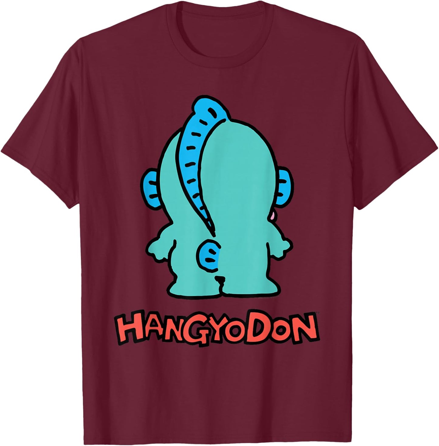 Sanrio Hangyodon Backside Logo Shirt T-Shirt - T-Shirt | Maroon