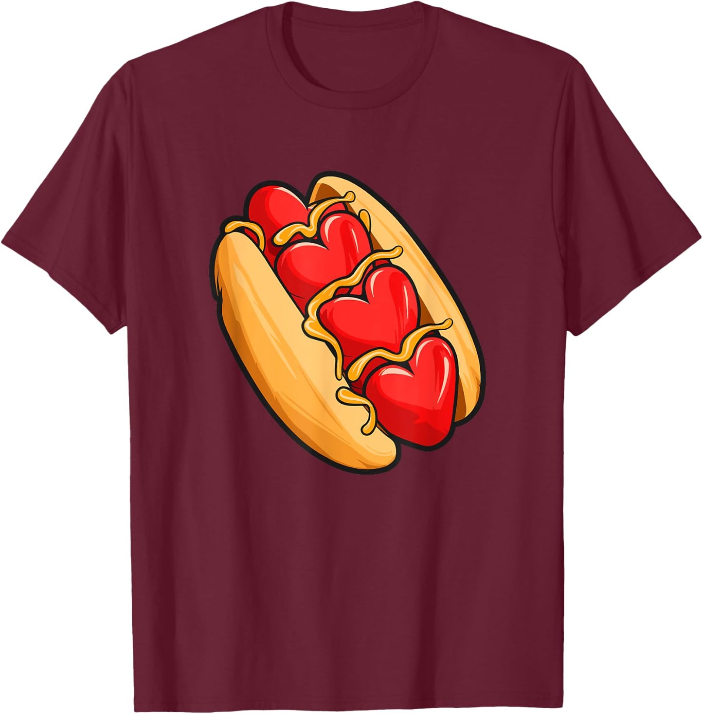 Valentines Day Hotdog Sandwich T-Shirt - T-Shirt | Maroon