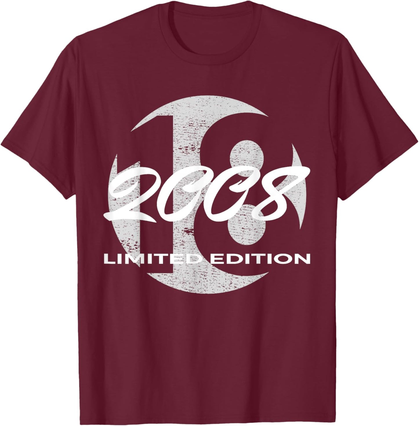 18th Birthday Girl boy 18 Years 2008 Funny Gift T-Shirt - T-Shirt | Maroon