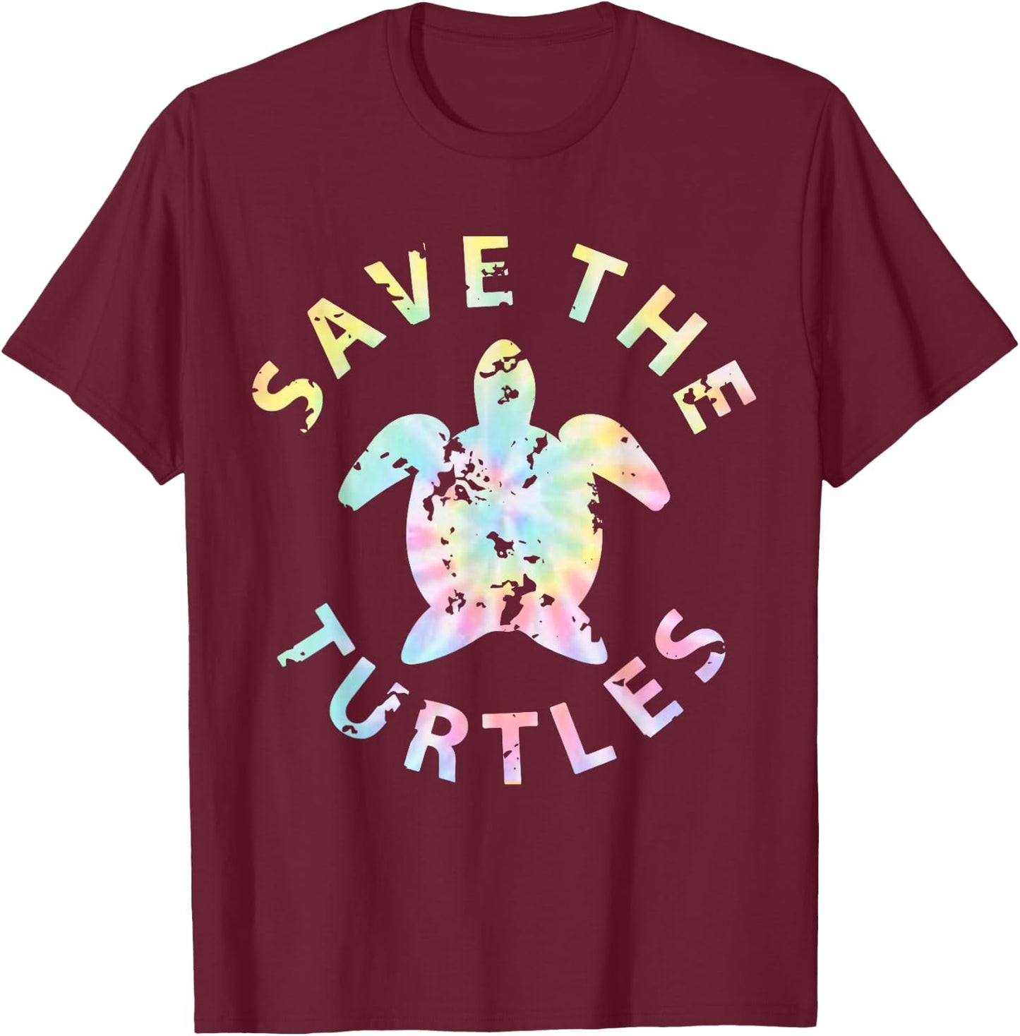 Save The Turtles Tie Dye T-Shirt - T-Shirt | Maroon