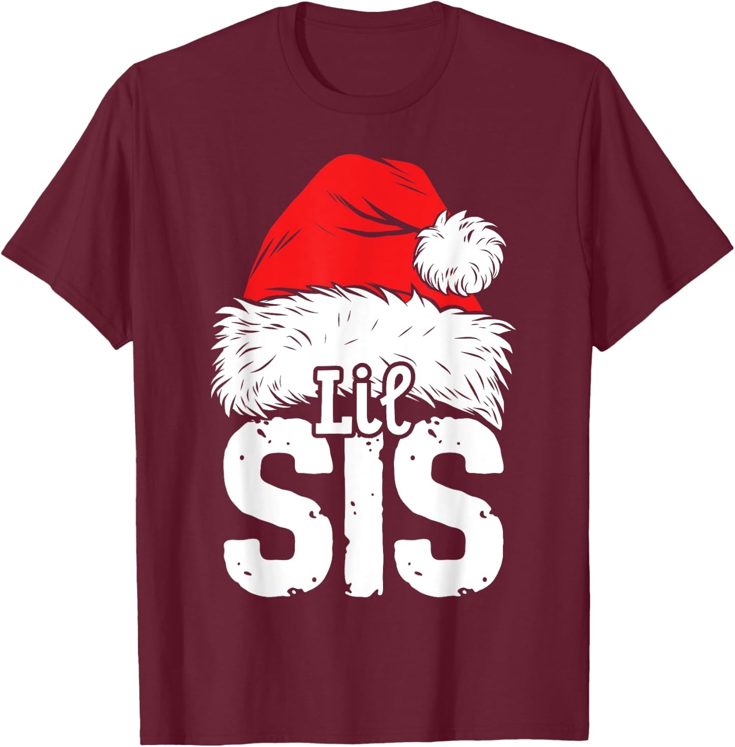 Little Sister Santa Christmas Family Matching Pyjamas Xmas T-Shirt - T-Shirt | Maroon
