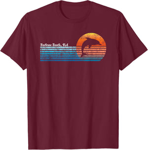 Vintage Buckroe Beach VA 80s Dolphin Sunset T-Shirt - T-Shirt | Maroon