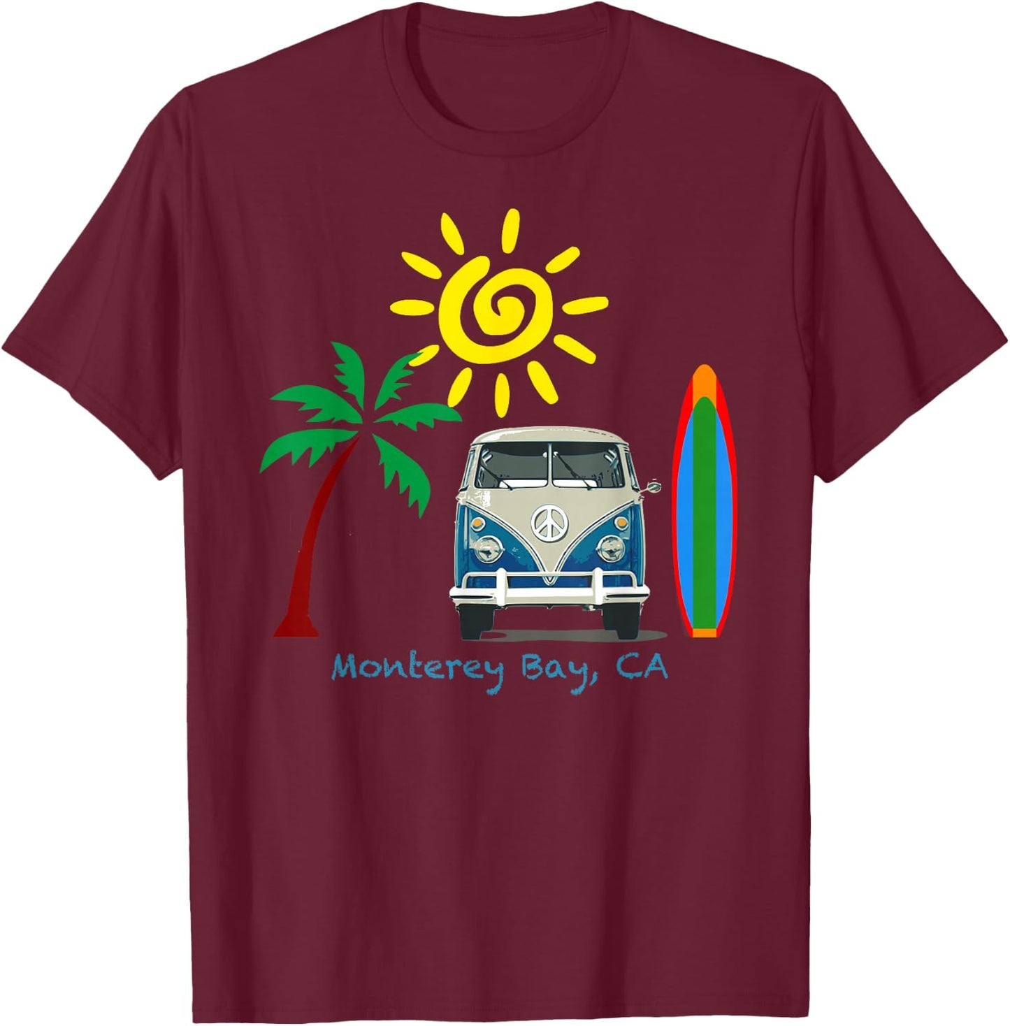 Great Beach for Monterey Bay T-Shirt - T-Shirt | Maroon