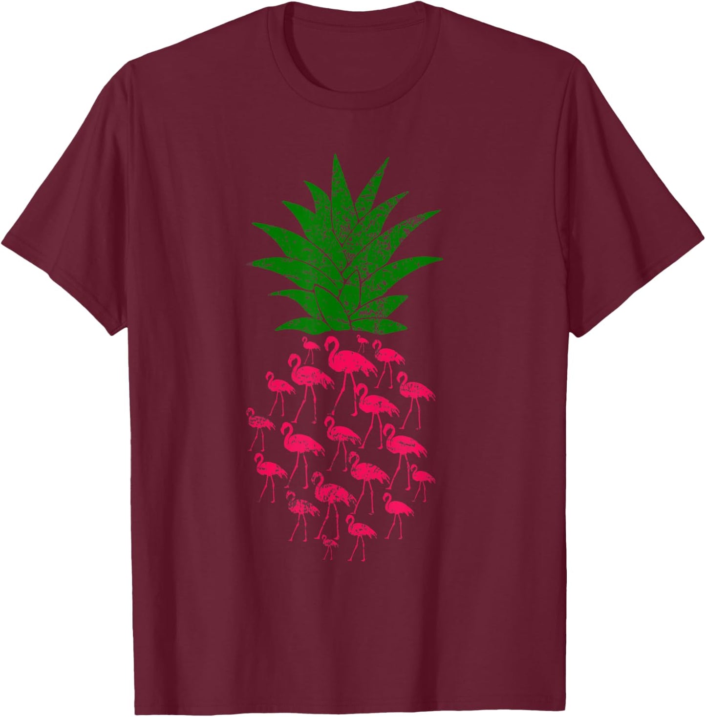 Pineapple Flamingo T-Shirt - T-Shirt | Maroon