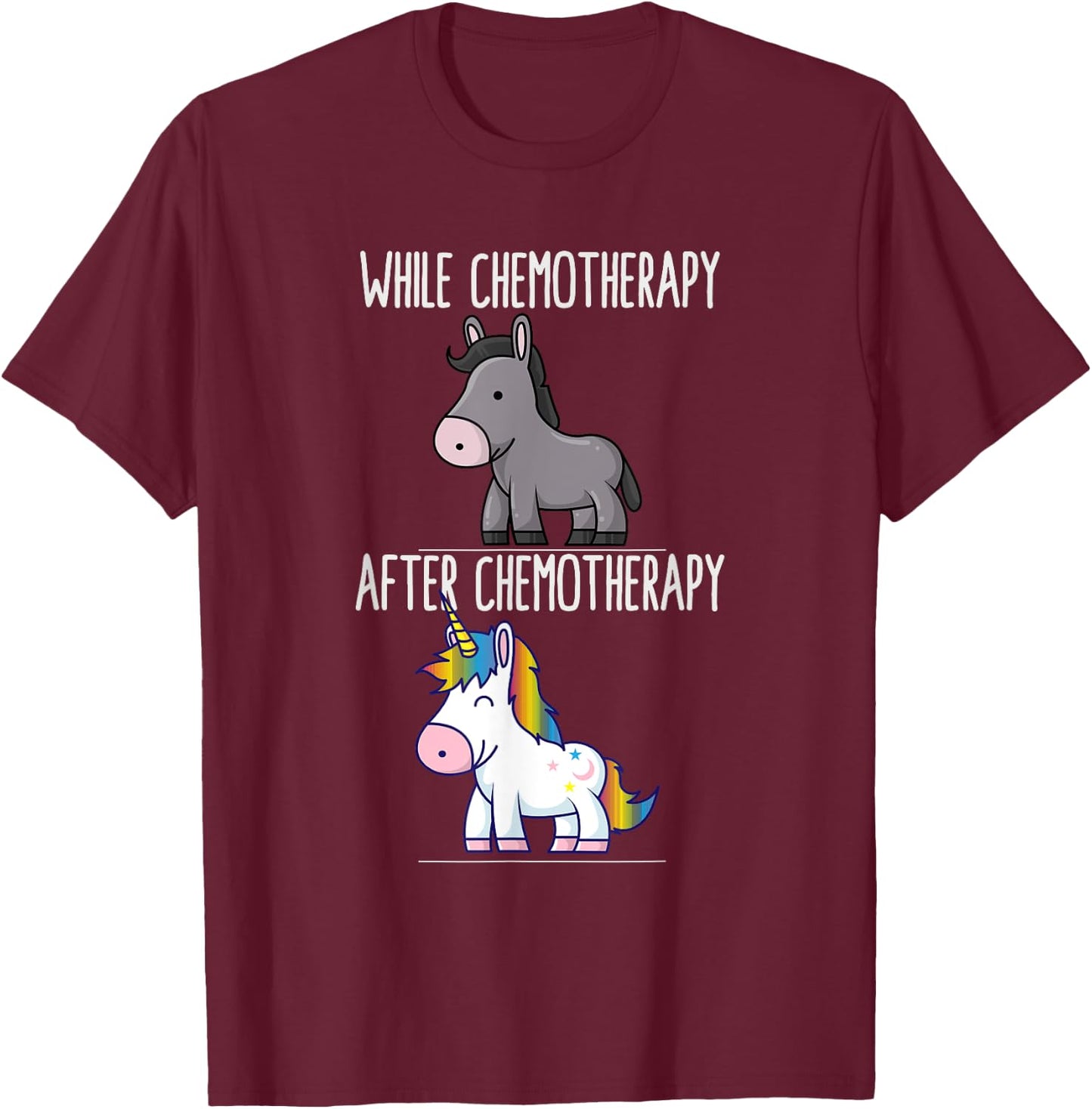 Battle Cancer Survivor Chemotherapy Unicorn Chemo Warrior T-Shirt - T-Shirt | Maroon