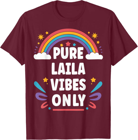 LAILA Vibes Only Cute Retro Girls LAILA Name T-Shirt - T-Shirt | Maroon