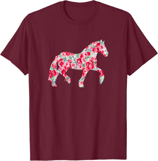 Cute Girls Haflinger Horse Floral Haflinger T-Shirt - T-Shirt | Maroon