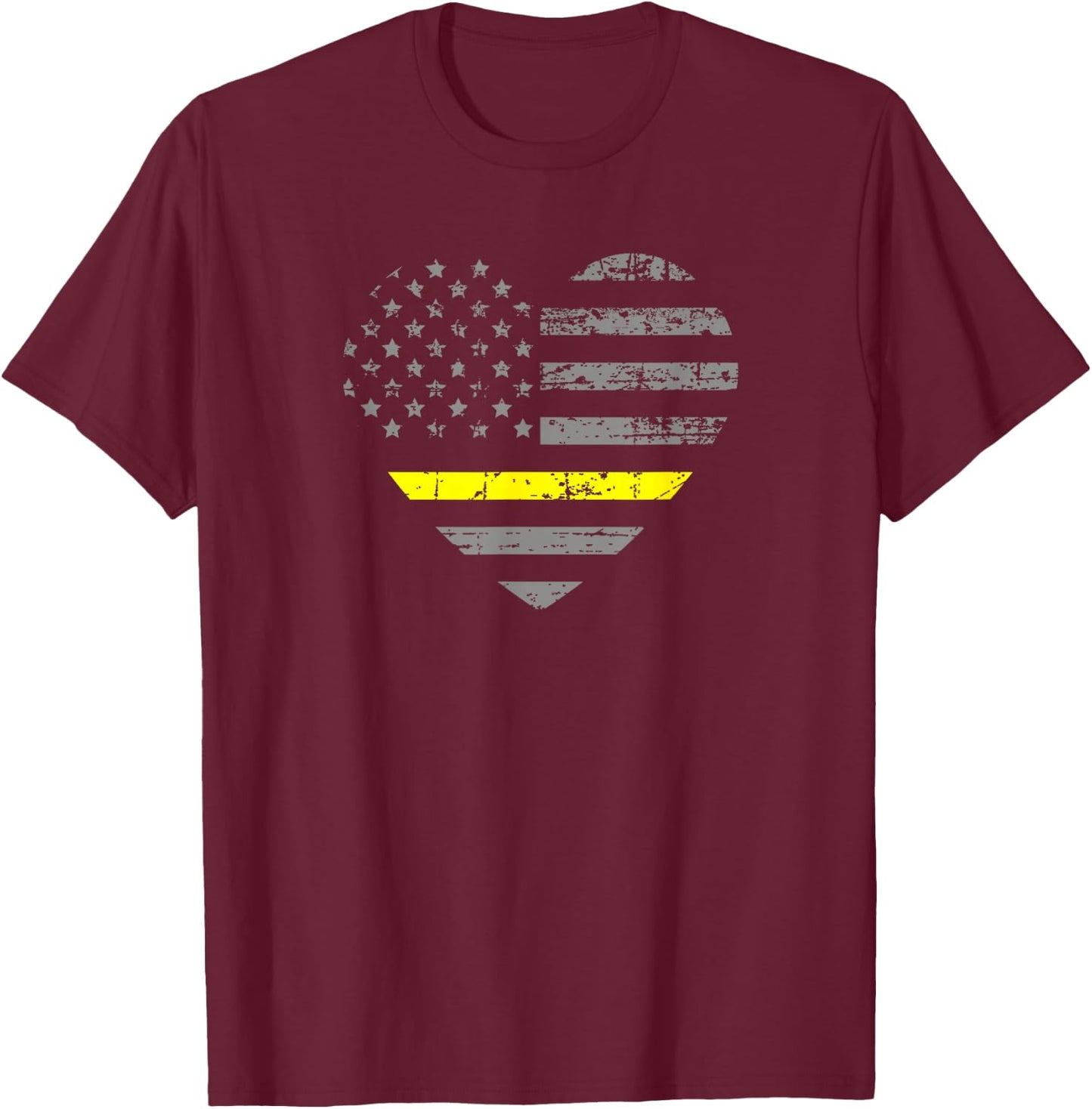 Tow Truck Driver Thin Yellow Line Flag Heart Gift T-Shirt - T-Shirt | Maroon