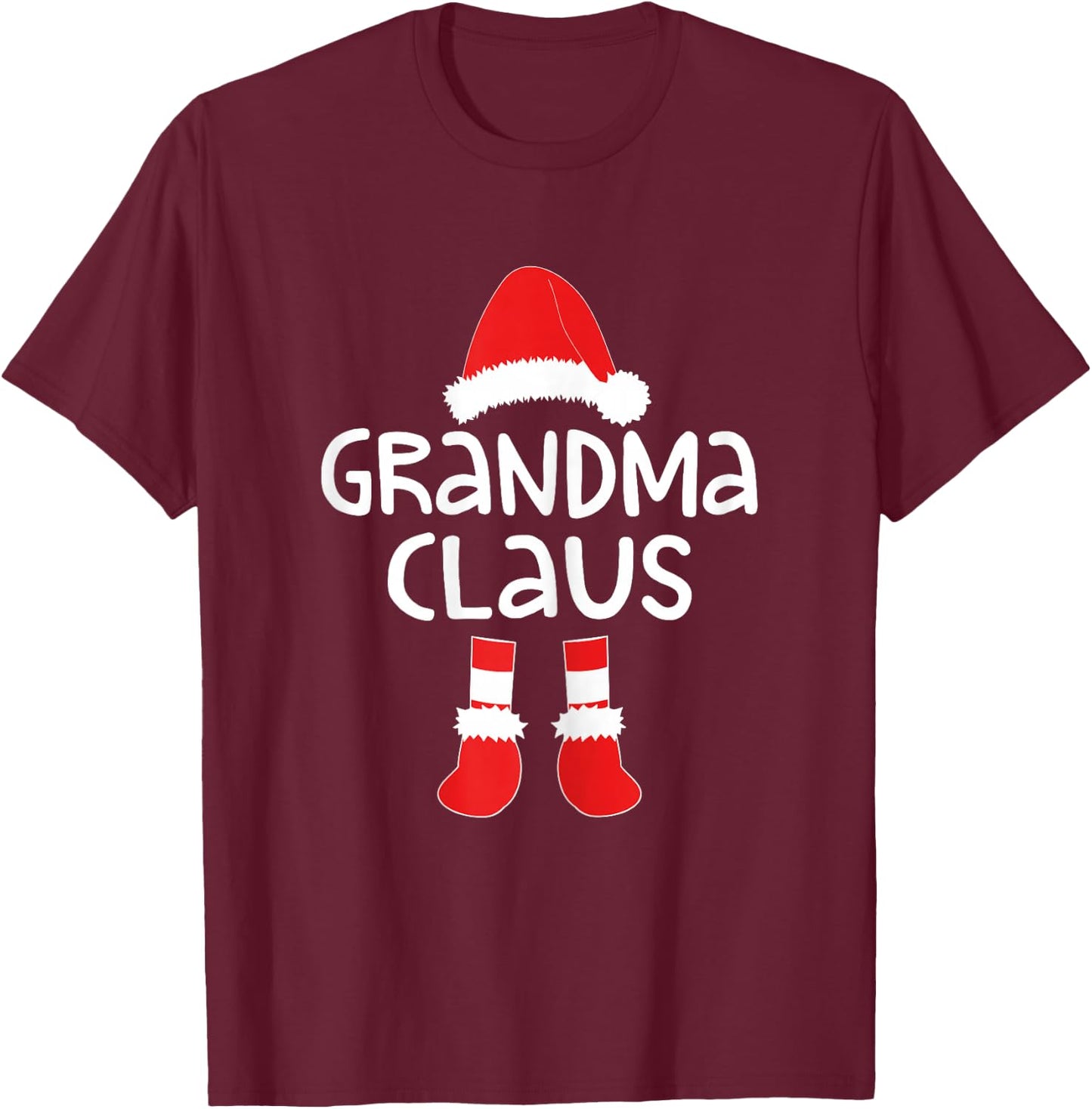 Grandma Claus Shirt Women Matching Grandma Christmas T-Shirt - T-Shirt | Maroon