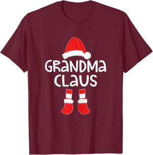 Grandma Claus Shirt Women Matching Grandma Christmas T-Shirt - T-Shirt | Maroon