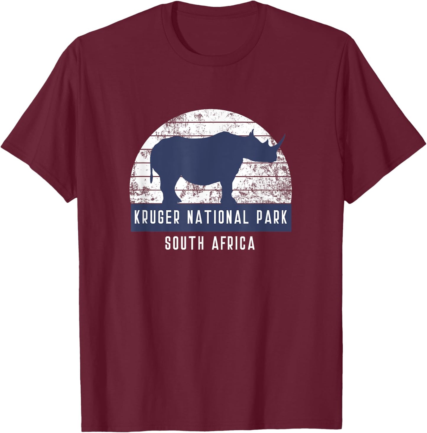 Men's Rhino South African Safari National Park T Shirt T-Shirt - T-Shirt | Maroon
