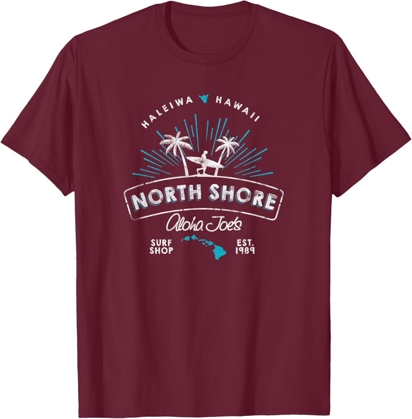 Hawaii North Shore Haleiwa Surf Shop T-Shirt - T-Shirt | Maroon