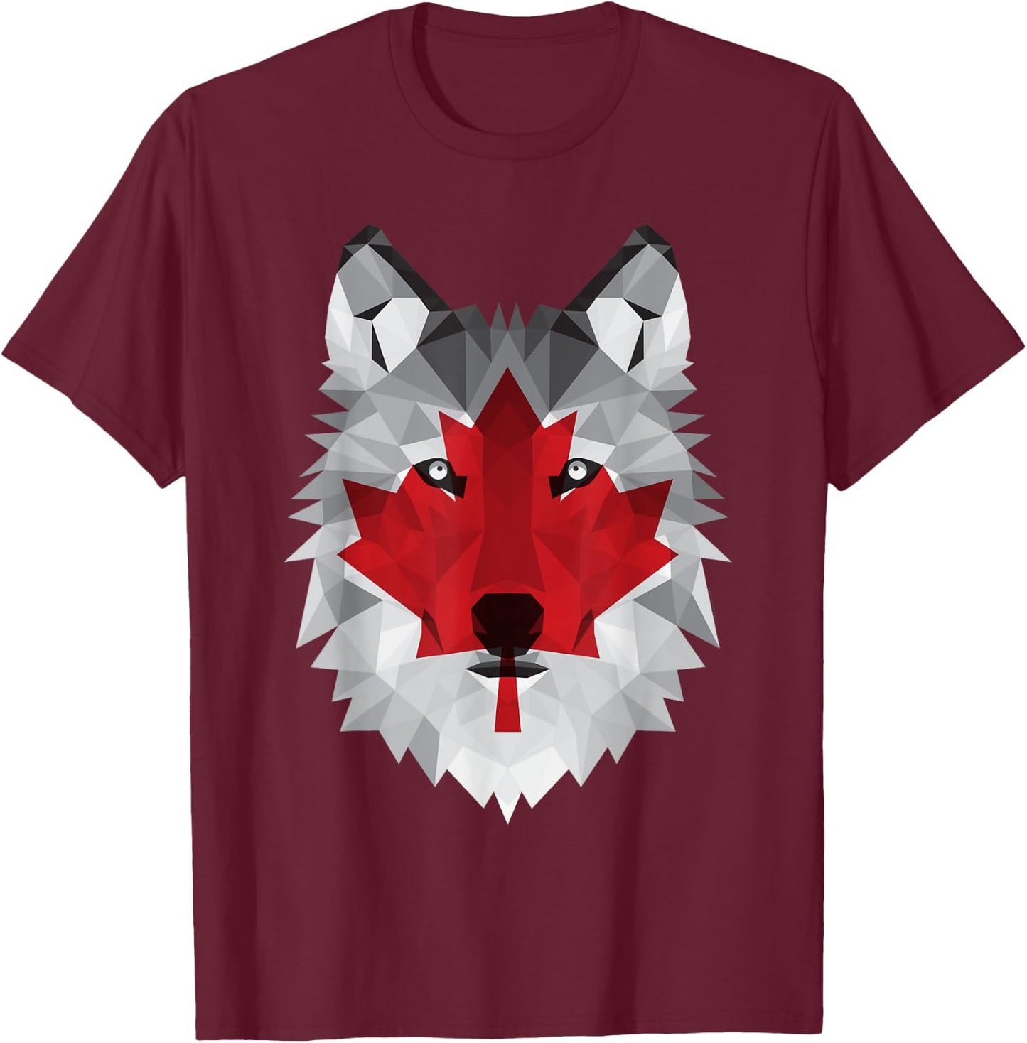 Canada Day July 1st Canadian Maple Leaf Wolf T-Shirt - T-Shirt | Maroon