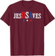 Jesus Saves USA American Flag Patriotic Christian 4th July T-Shirt - T-Shirt | Maroon