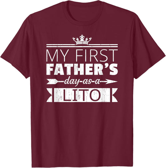 My First Father's Day as Lito Grandpa Vintage T-Shirt - T-Shirt | Maroon