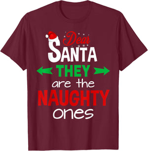 Christmas Pajama Shirt Kids Dear Santa They Are Naughty Ones T-Shirt - T-Shirt | Maroon