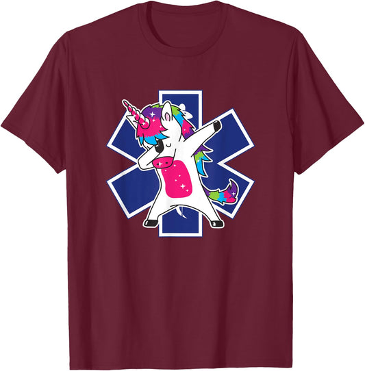 Dabbing Unicorn EMS EMT Nurse Medic Doctor Funny T-Shirt - T-Shirt | Maroon