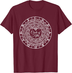 Circle of Fifths Classical Harmony & Theory Chart Music Keys T-Shirt - T-Shirt | Maroon