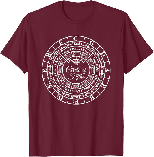 Circle of Fifths Classical Harmony & Theory Chart Music Keys T-Shirt - T-Shirt | Maroon